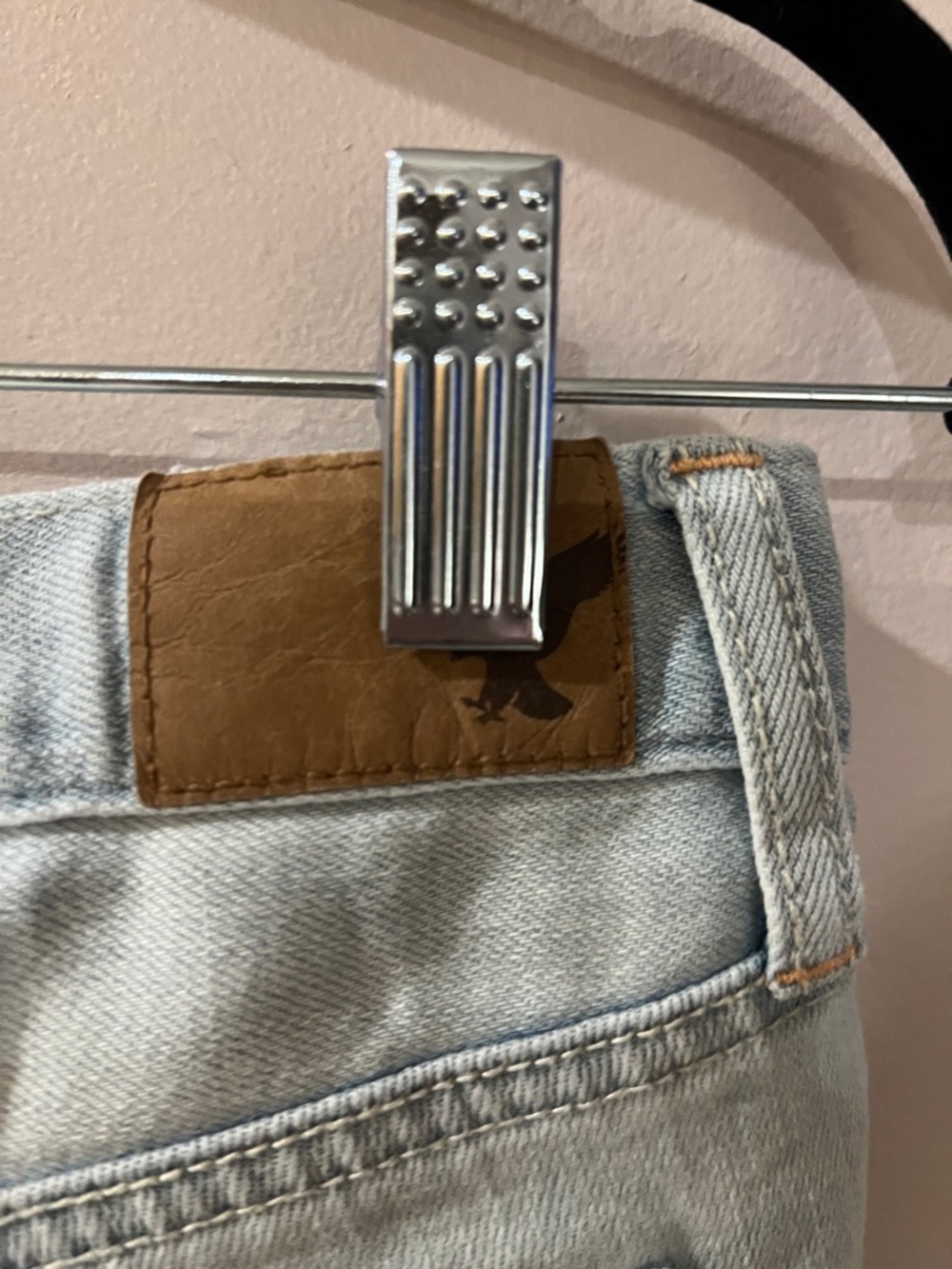 American Eagle Outfitters Light Blue LinedDistressed Jean Shorts with Frayed Hem - Picture 7 of 7